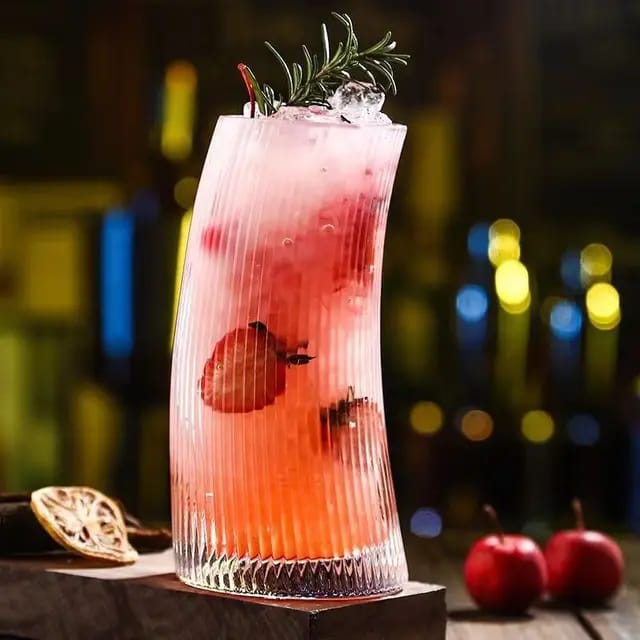 6pc Verres à jus nervurés