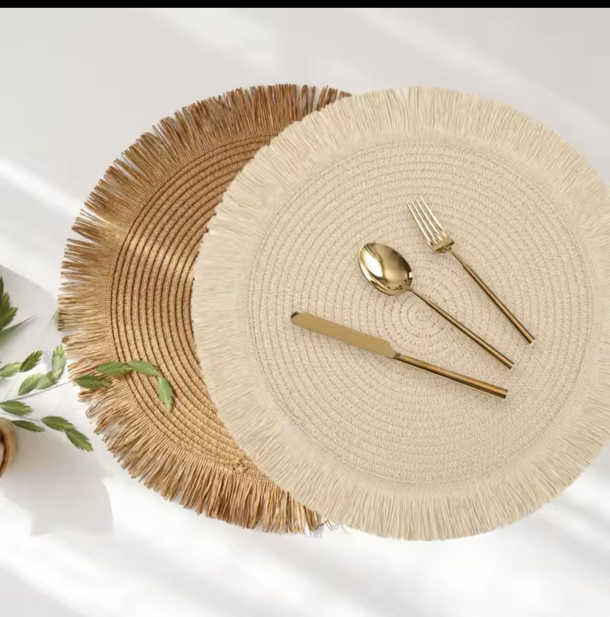 6pcs Nappes de table rondes tressées