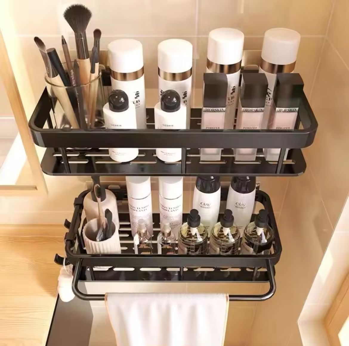 Organisateur de salle de bain 2 pièces avec porte-serviettes