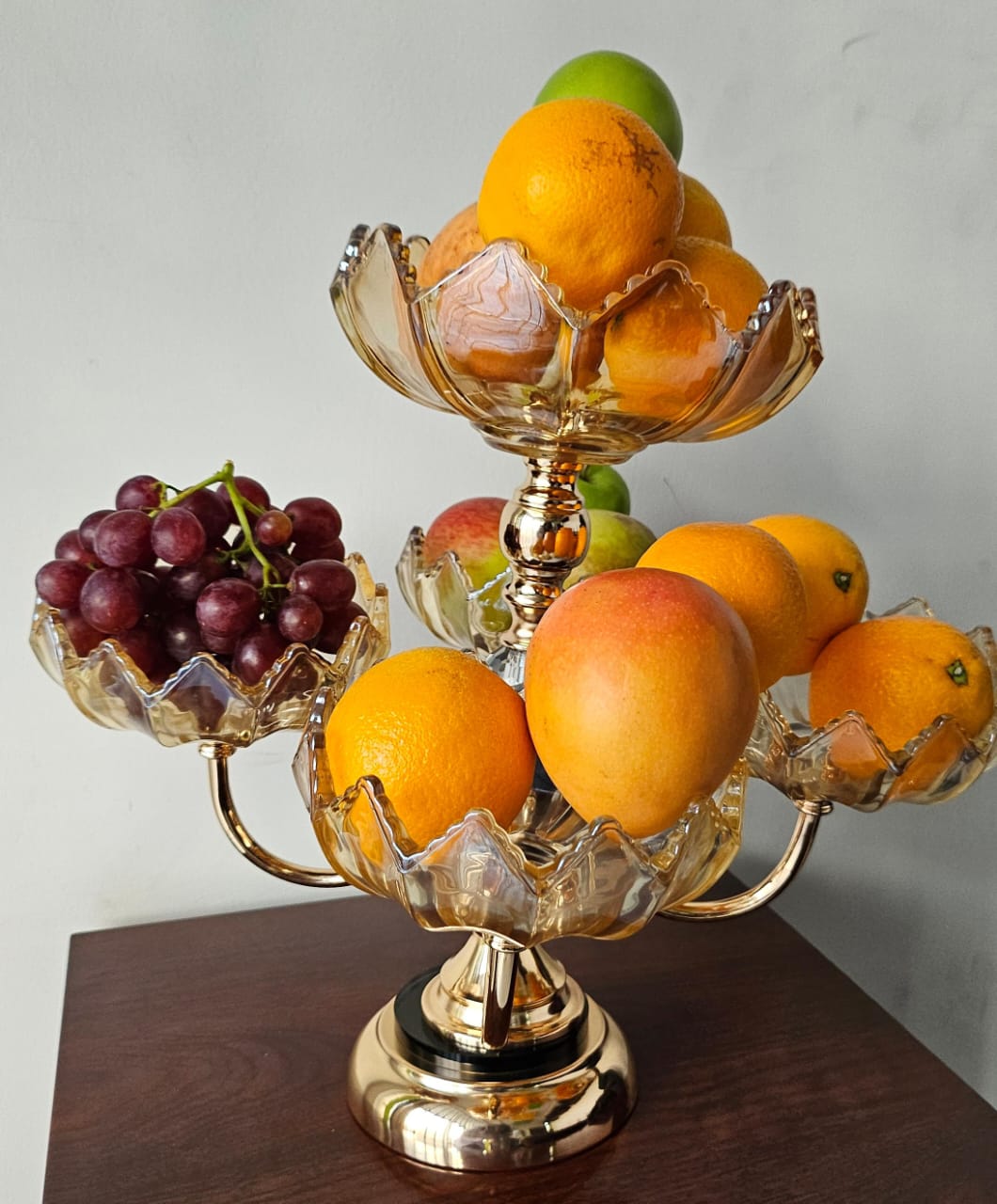 Bol à fruits en verre lourd à 5 bras