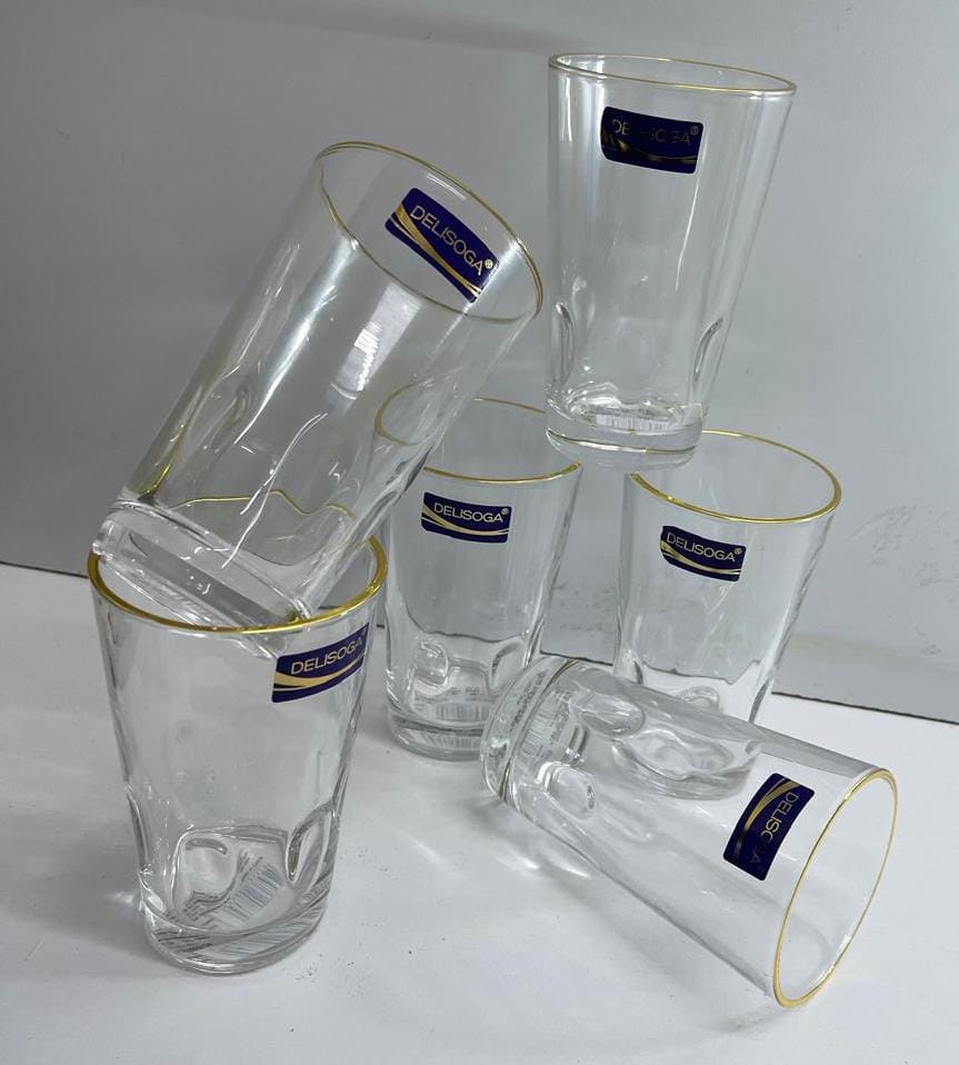 6pc Verres longs avec bord doré
