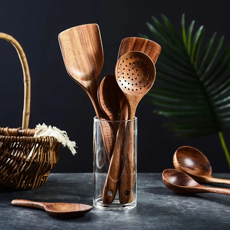 Floroux 8-Piece Acacia Wood Cookware Set | Sustainable Kitchen Accessories | Eco-Friendly and Stylish