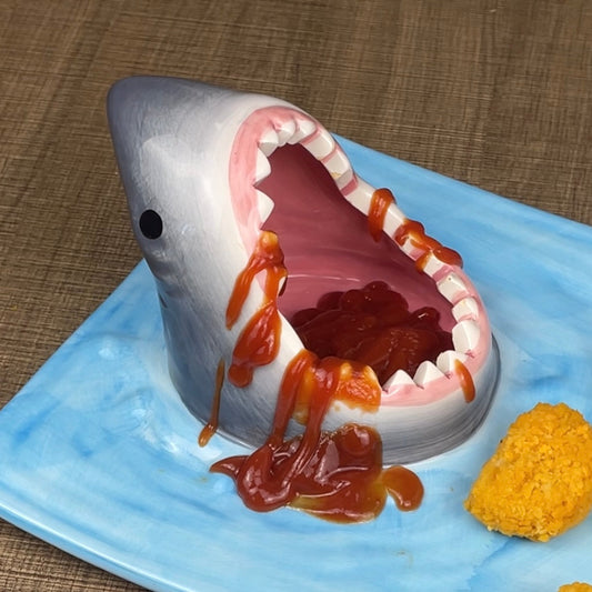 Floroux céramique assiette requin | Assiette de design amusant | Vaisselle créative pour la maison et les fêtes