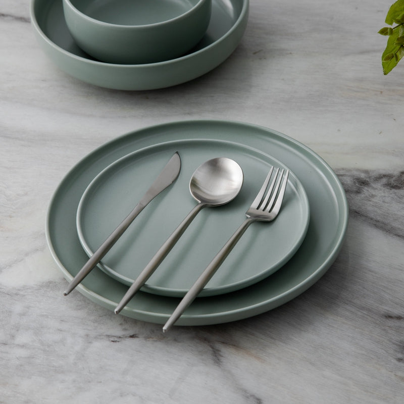 Ensemble de Couverts Minimaliste de Luxe – 20 pièces, Titane & Acier Inoxydable