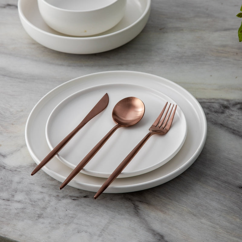 Ensemble de Couverts Minimaliste de Luxe – 20 pièces, Titane & Acier Inoxydable