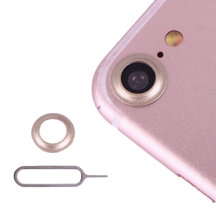Pour iPhone 7 Couverture de protection de l'objectif de la caméra arrière avec aiguille (Or)
