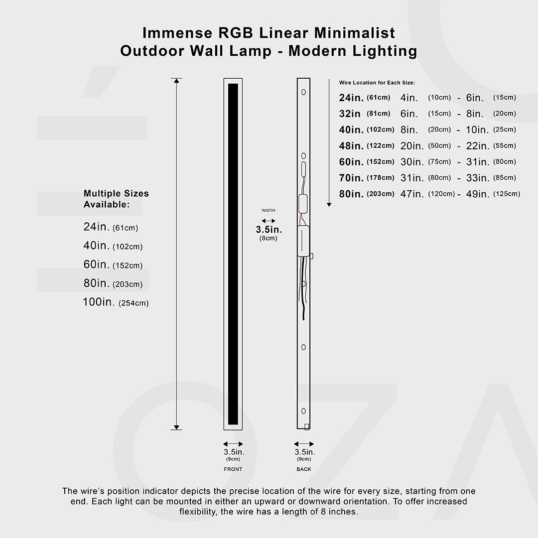 Immense RGB Linéaire Minimaliste Lumière Murale Extérieure