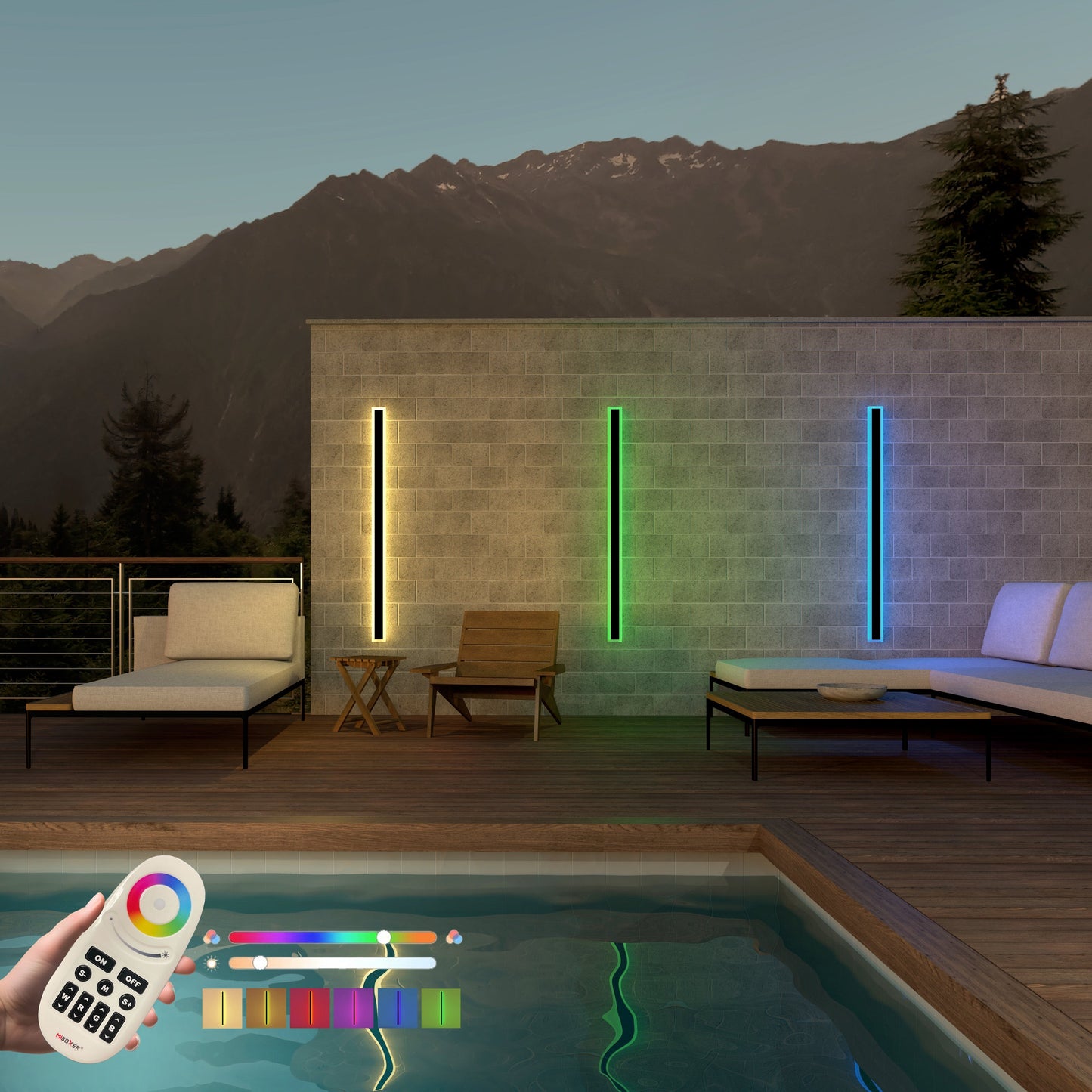 Immense RGB Linéaire Minimaliste Lumière Murale Extérieure
