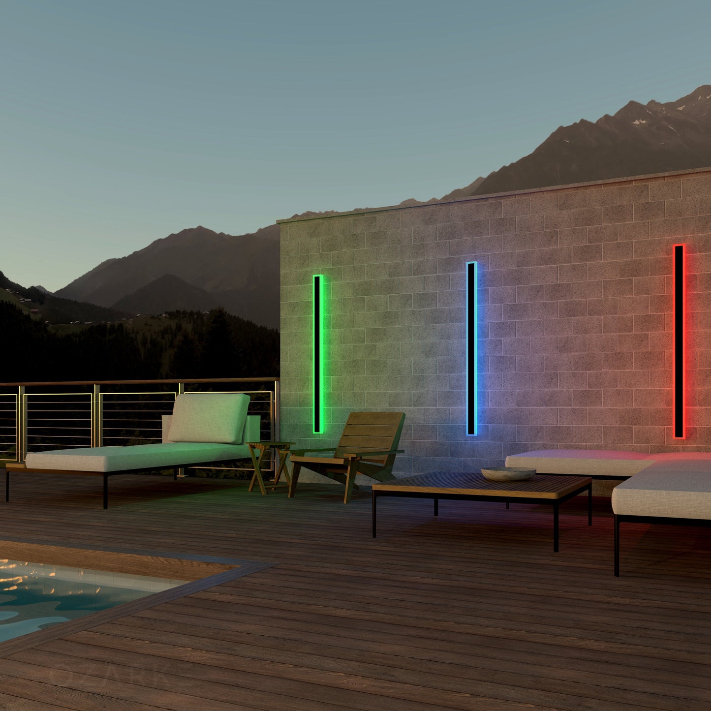 Immense RGB Linéaire Minimaliste Lumière Murale Extérieure