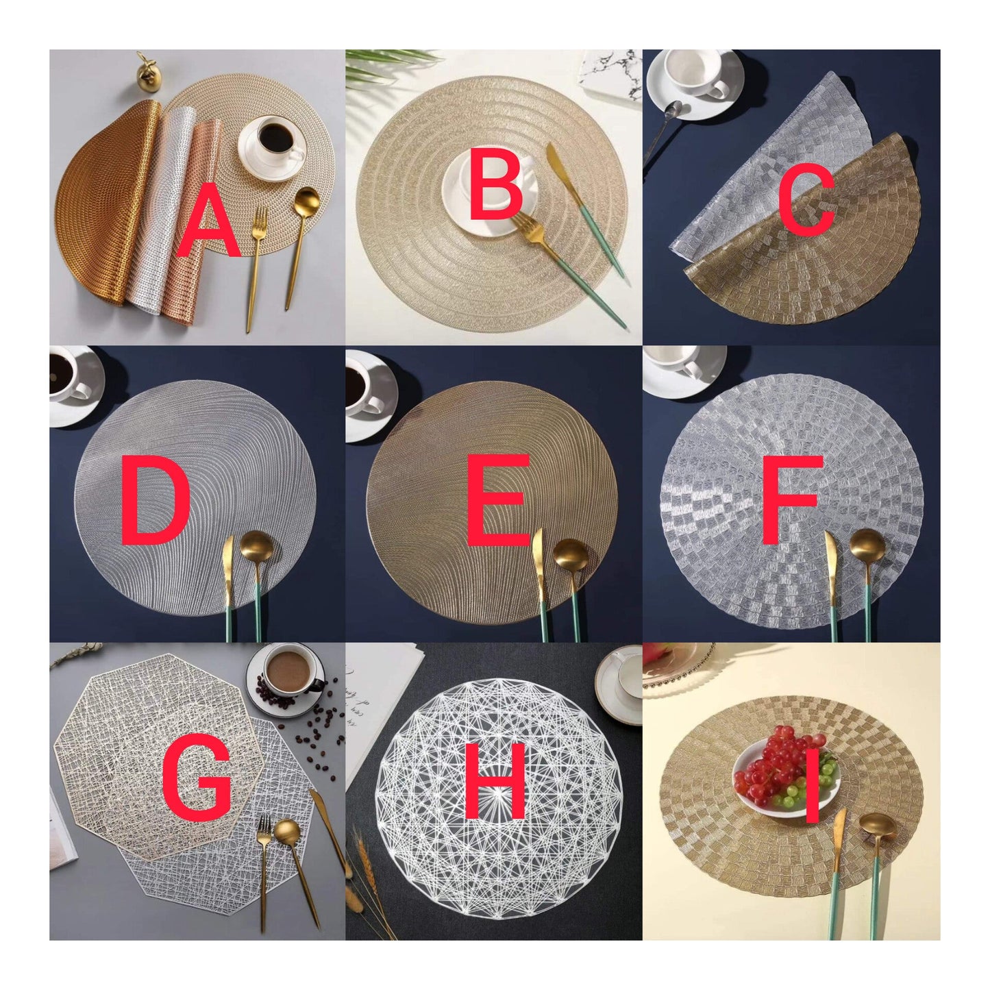 Set de 6 sets de table en PVC.