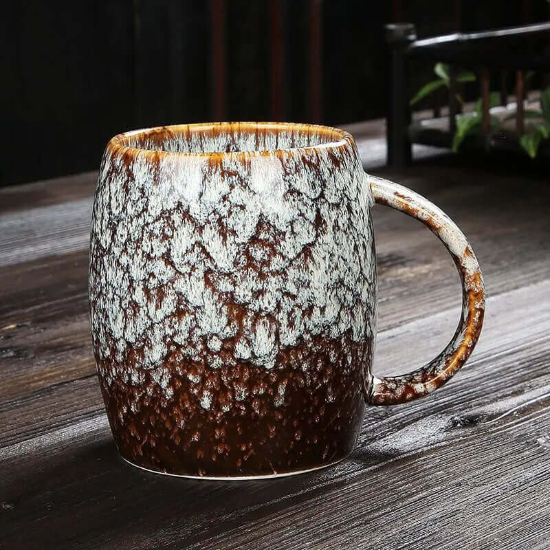 Tasses rétro en céramique japonaises marron foncé 460ml
