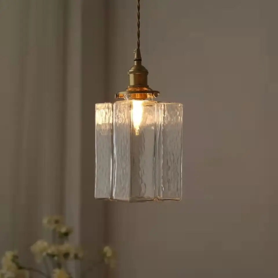 Floroux - Lampe à suspension en verre vintage