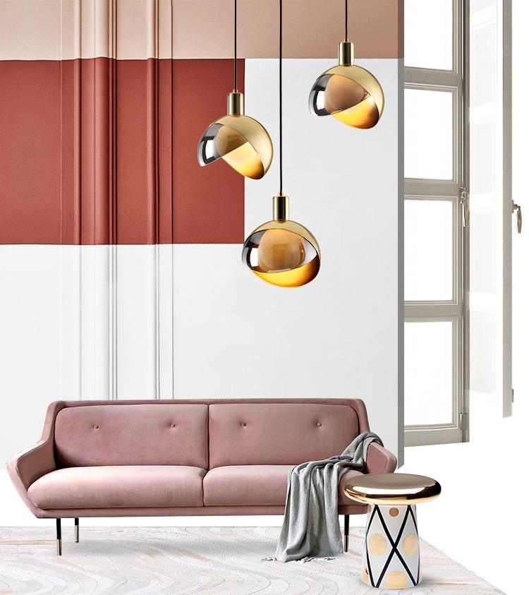 Floroux pendant light in gold glass | Modern design | Dimmable | Elegant lighting for the living room and dining room