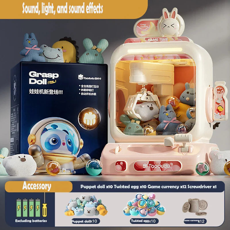 Jouet de machine à capsules DIY pour enfants – Jeu d'arcade à pièces, musique et prix en peluche, cadeau de Noël