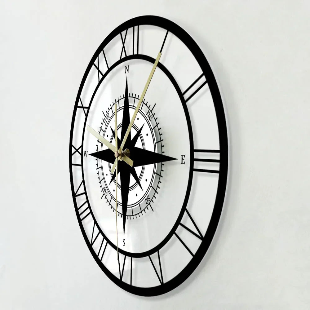 Floroux - Horloge murale boussole nautique