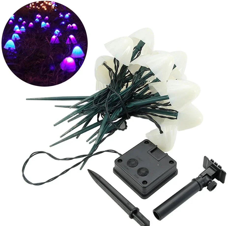 Floroux - Lampe de jardin en string à champignon