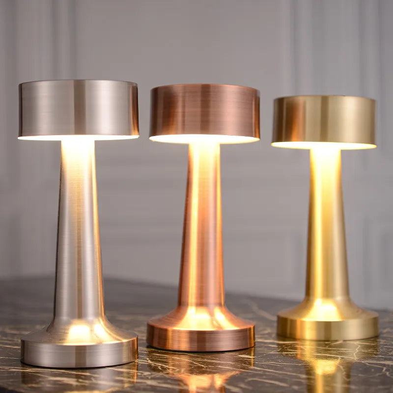 LumiAura - Lampe de table LED sans fil au style rétro chic - Rechargeable par USB