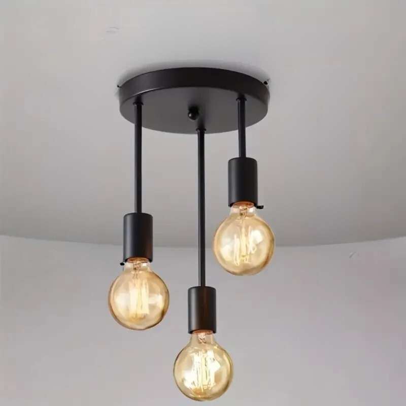 LumièreIndustrielle - Lampe de Plafond Vintage à 3 Bras