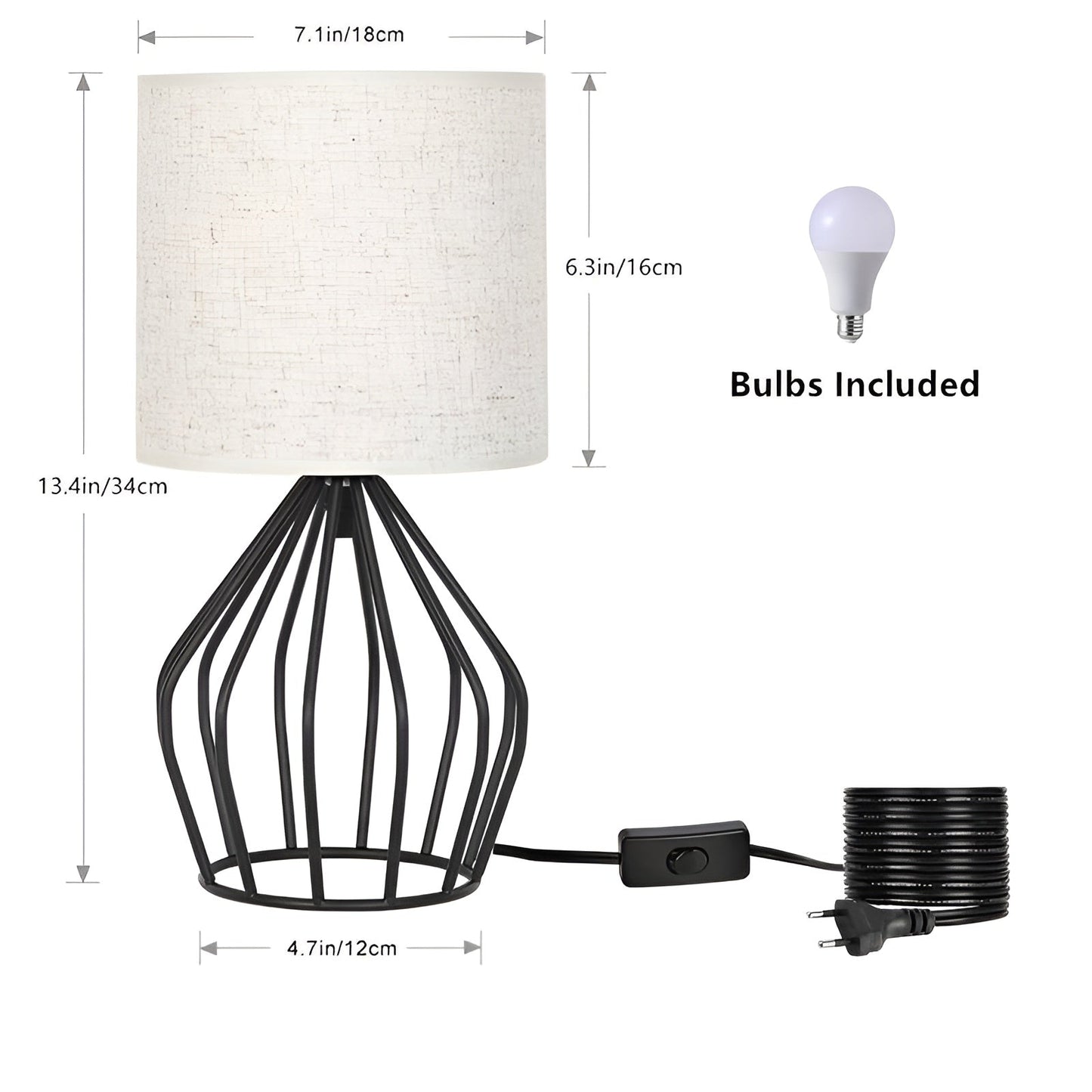 Lampe de table élégante avec abat-jour en lin et pied en métal – Éclairage parfait