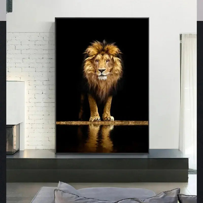 Lion dans l'obscurité Art sur toile
