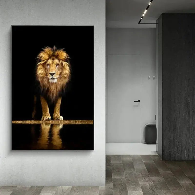 Lion dans l'obscurité Art sur toile