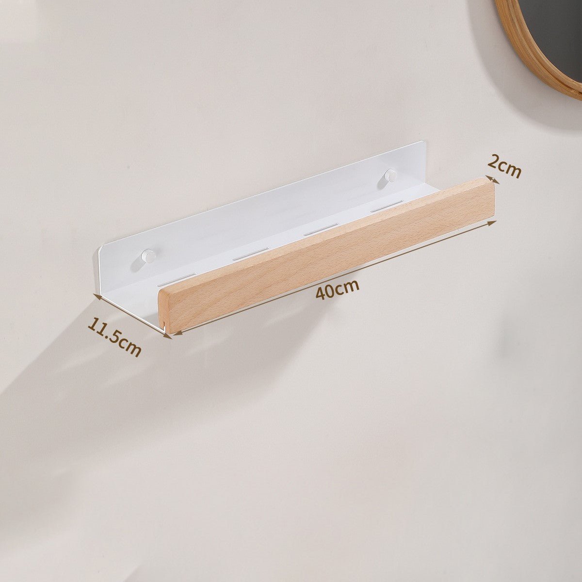 Woodify Étagère Murale - Étagère de Douche Élégante Sans Perçage