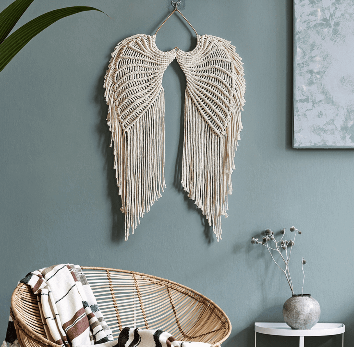 Décoration murale suspendue en macramé ailes d'ange
