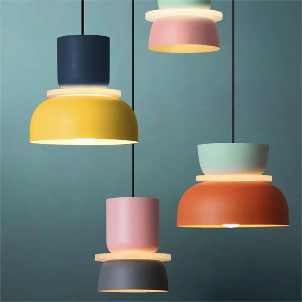 Floroux Luminaire Pendentif Scandinave à Blocs de Couleurs