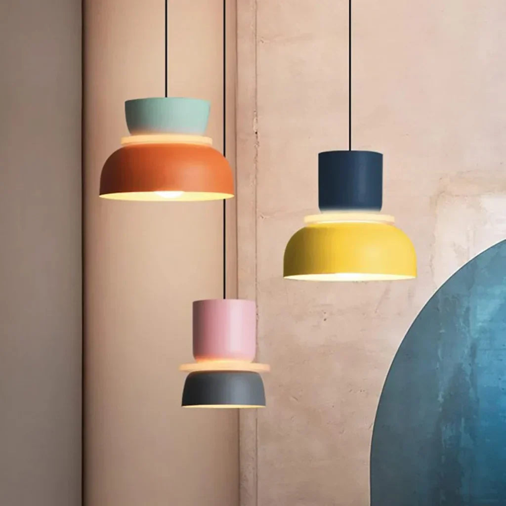 Floroux Luminaire Pendentif Scandinave à Blocs de Couleurs