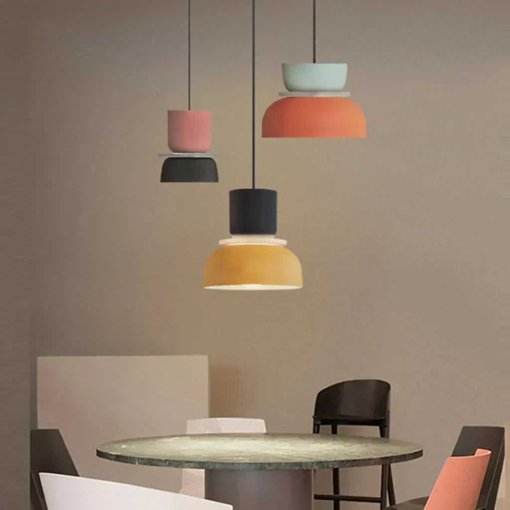 Floroux Luminaire Pendentif Scandinave à Blocs de Couleurs