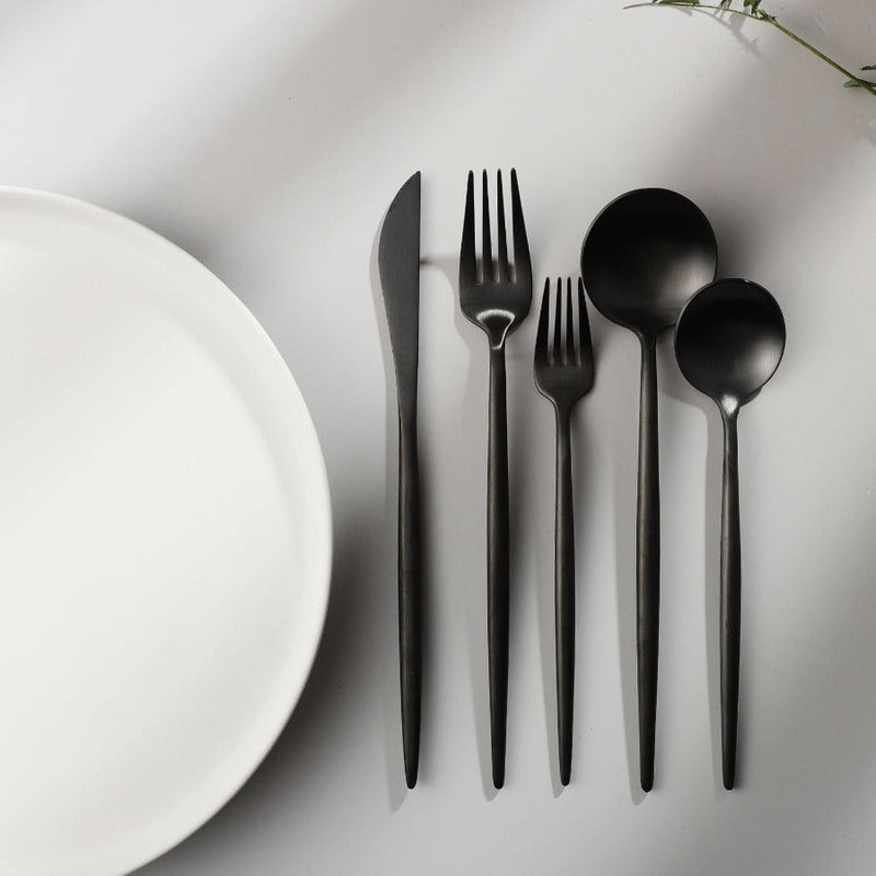 Set de couverts minimaliste de luxe – 20 pièces, titane et acier inoxydable