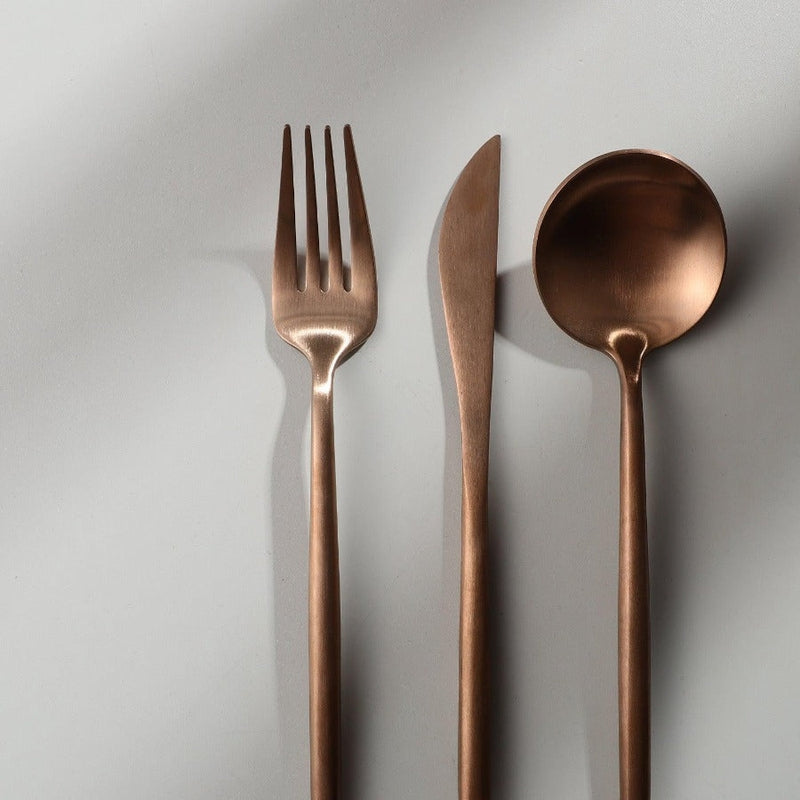 Ensemble de Couverts Minimaliste de Luxe – 20 pièces, Titane & Acier Inoxydable