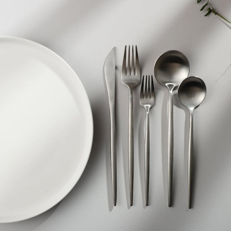 Set de couverts minimaliste de luxe – 20 pièces, titane et acier inoxydable