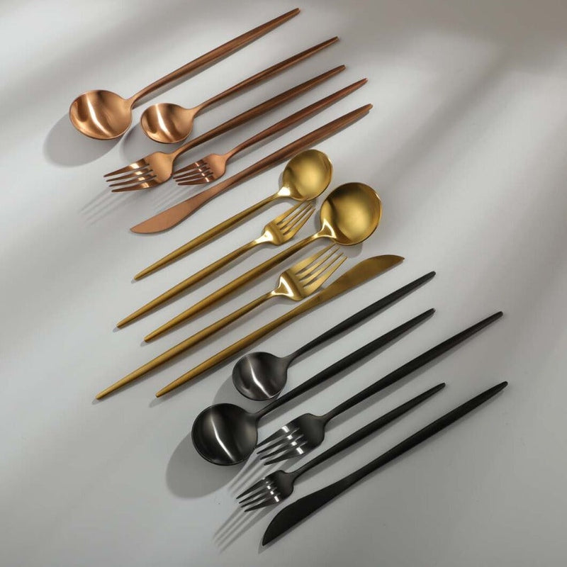 Set de couverts minimaliste de luxe – 20 pièces, titane et acier inoxydable
