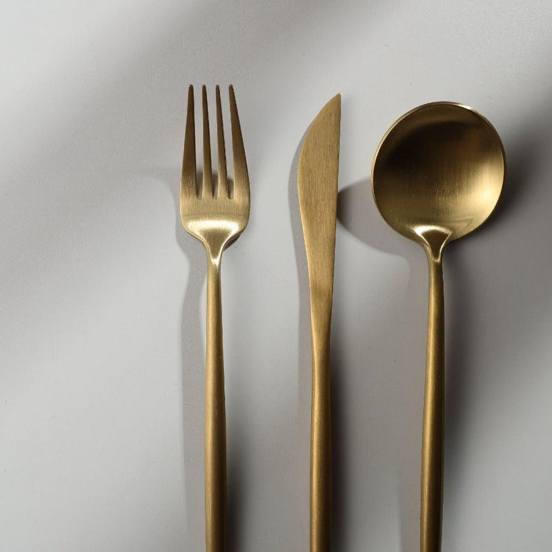 Ensemble de Couverts Minimaliste de Luxe – 20 pièces, Titane & Acier Inoxydable