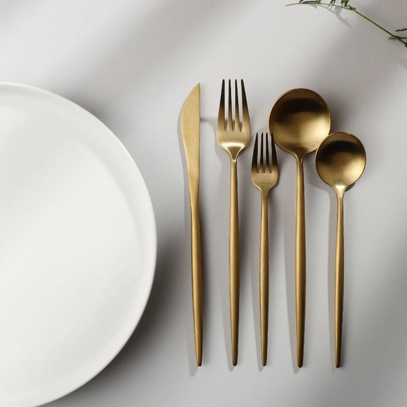Set de couverts minimaliste de luxe – 20 pièces, titane et acier inoxydable