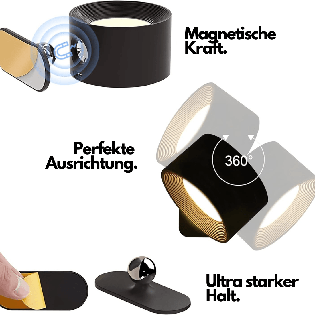Floroux - Lampe murale sans fil innovante avec orientation flexible à 360° et contrôle tactile