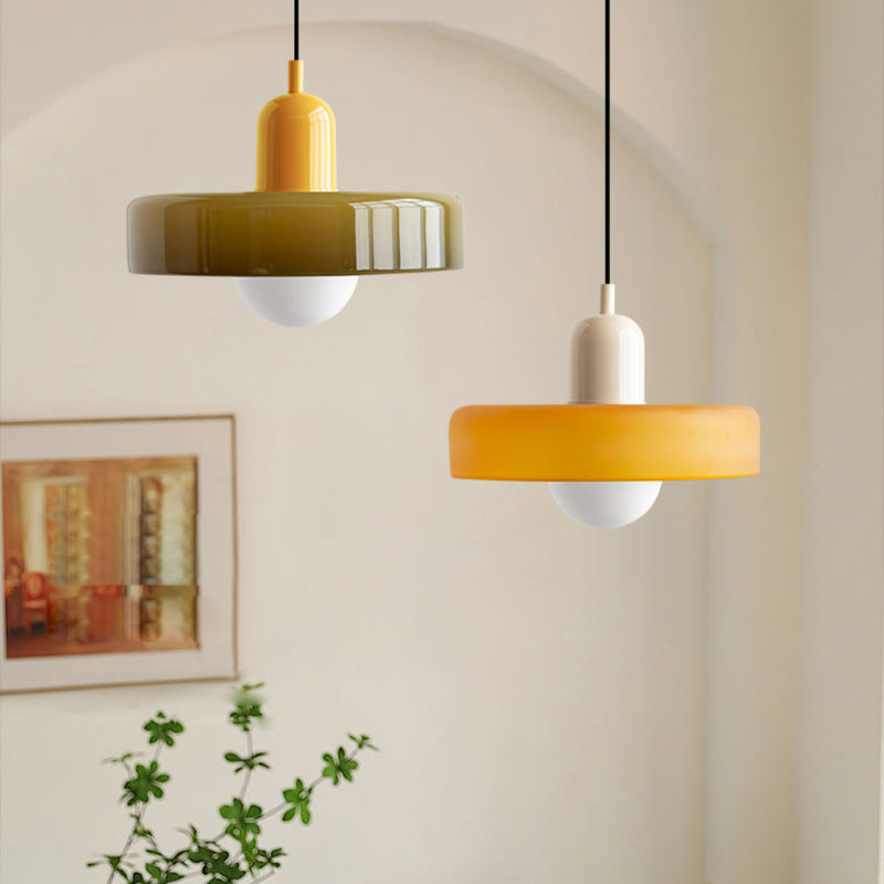 Suspension Floroux in colored glass | Elegant hanging lamp in Bauhaus style | Designer lamp for the living room and dining room