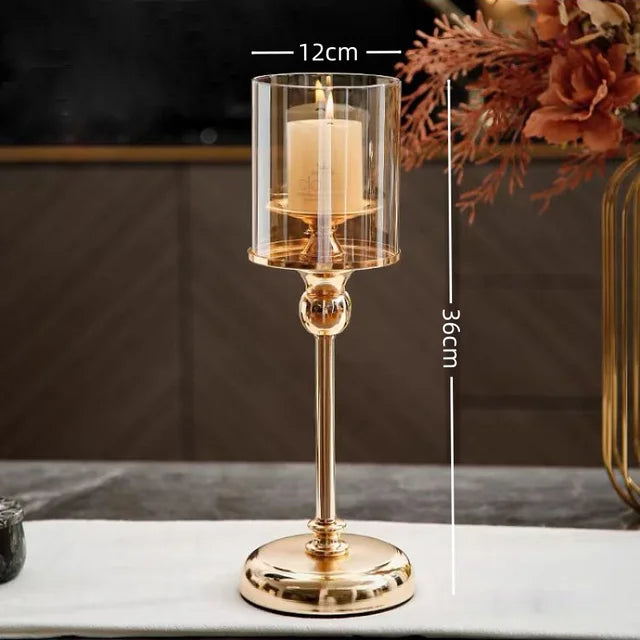 Floroux - Support de bougie moderne en métal et verre