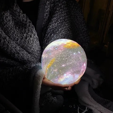 Floroux Galaxy Moon Lamp | 3D Printed LED Moon Lamp | Color Changing | Touch and USB Charge | Ambient Light for Home