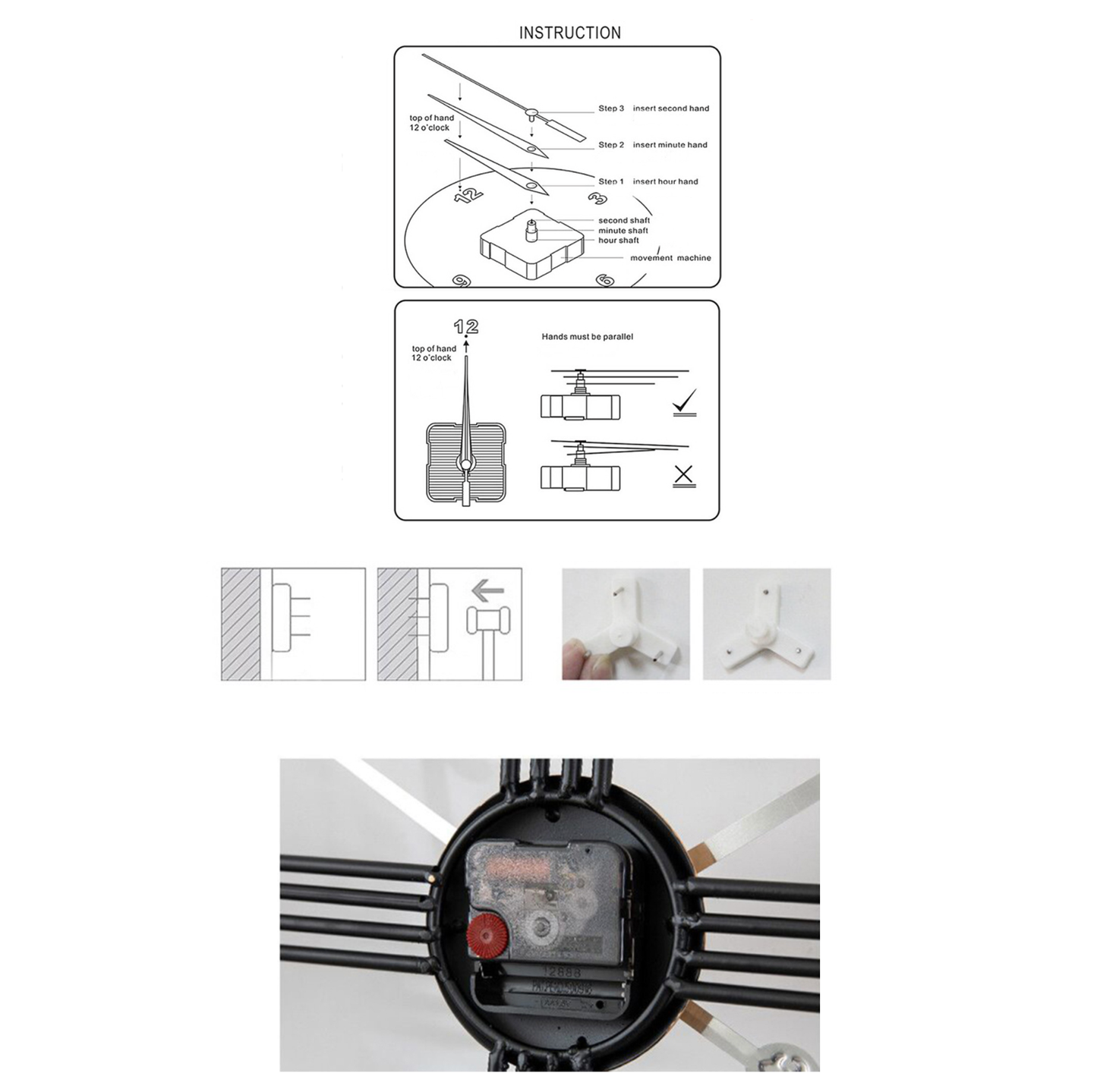 Montre murale squelette en or ou en bronze
