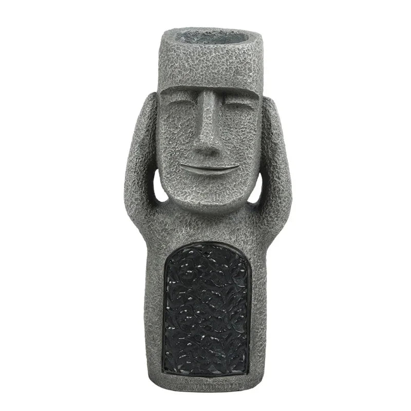 Statue de l'île de Pâques, pot de fleurs – Éclairage LED – pour l'extérieur – décoration de jardin