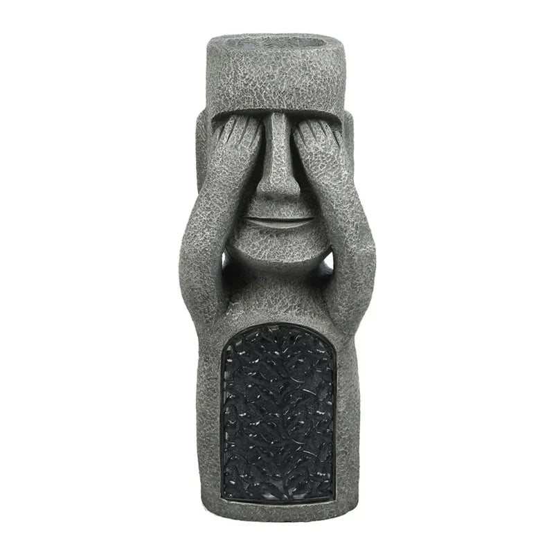 Statue de l'île de Pâques, pot de fleurs – Éclairage LED – pour l'extérieur – décoration de jardin