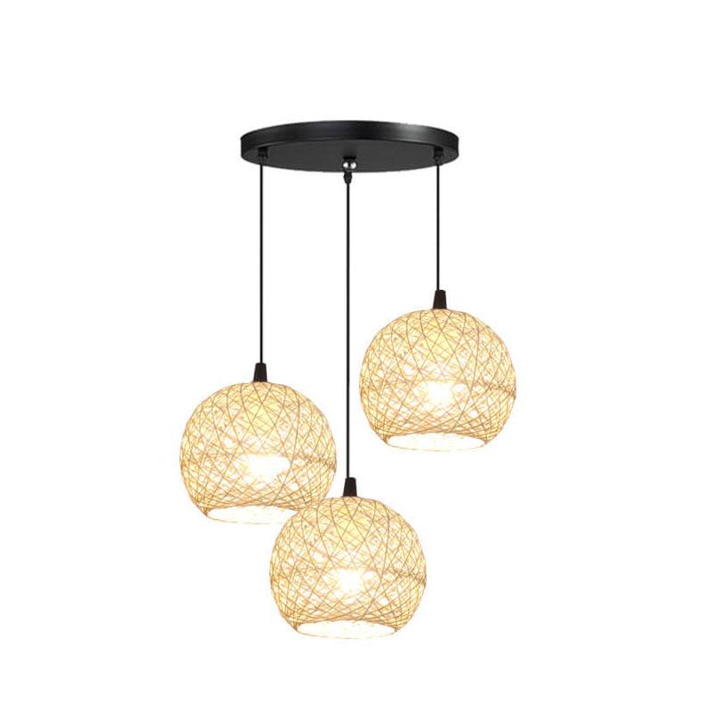 Floroux – Woven rattan pendant light beige | 1/3 lights | Elegant design