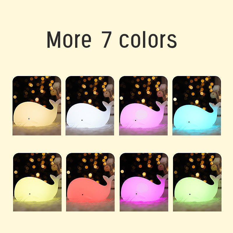 Lampe de nuit LED en silicone squishy en forme de baleine - Cadeau parfait pour les enfants et les filles