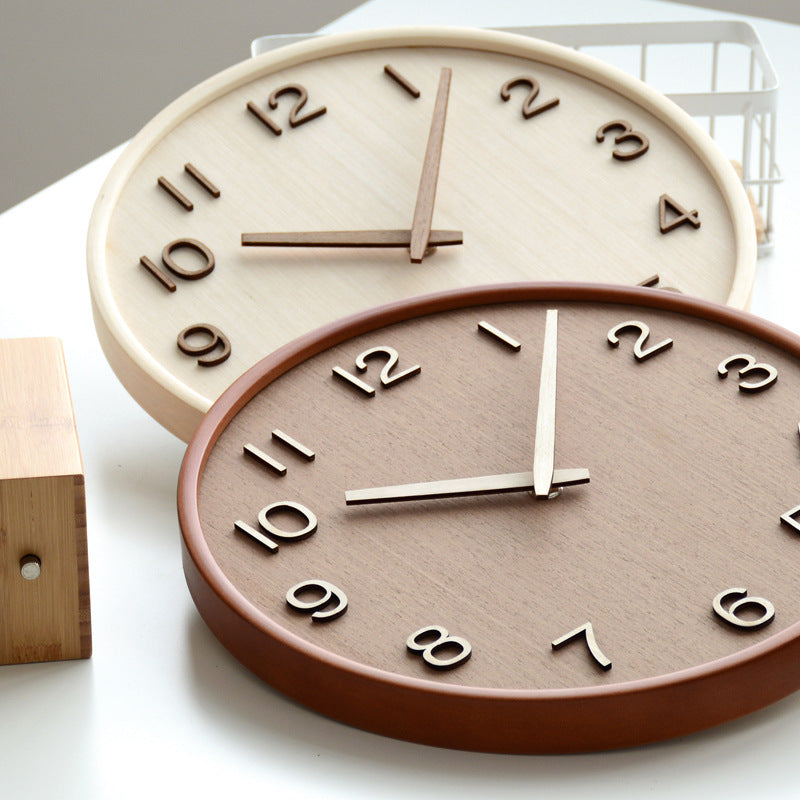 Floroux Élégance - Horloge murale en bois ronde
