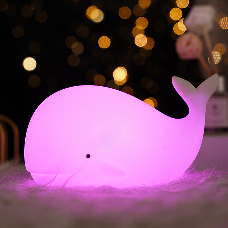 Lampe de nuit LED en silicone squishy en forme de baleine - Cadeau parfait pour les enfants et les filles