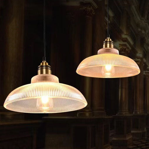Floroux Suspension | Verre rayé | 1-flamme | Design vintage pour un éclairage élégant