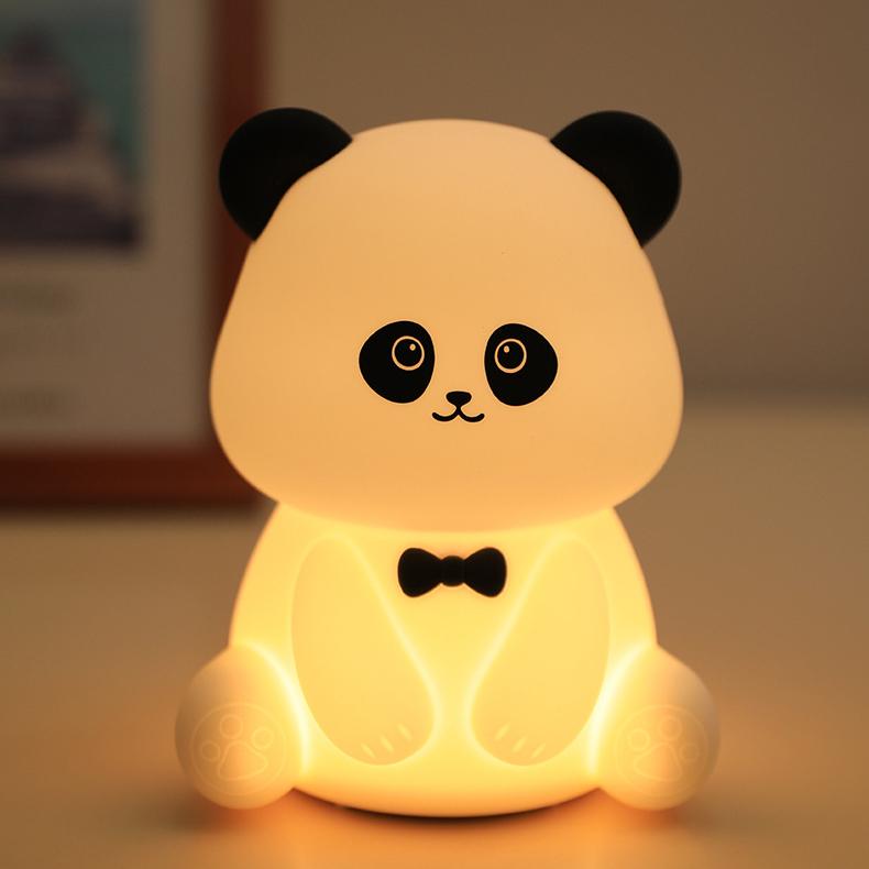 Lampe de nuit LED Panda arc-en-ciel en silicone squishable - Cadeau parfait pour les enfants et les filles