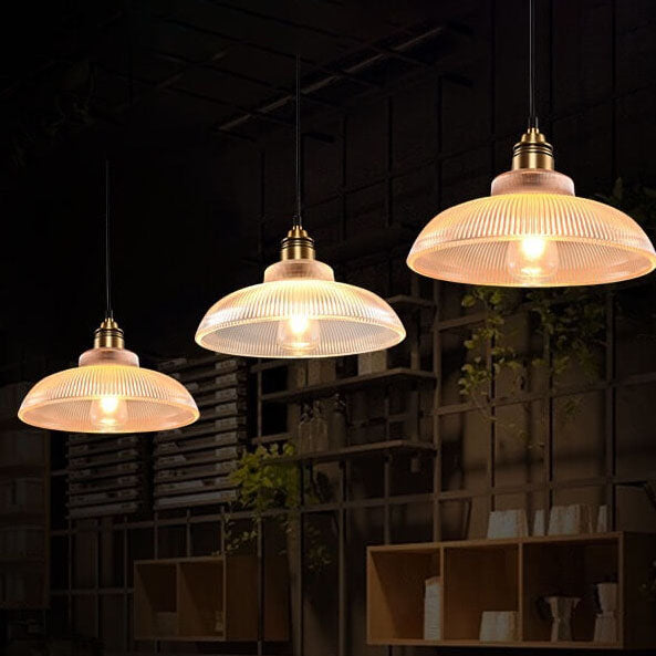 Floroux Suspension | Verre rayé | 1-flamme | Design vintage pour un éclairage élégant